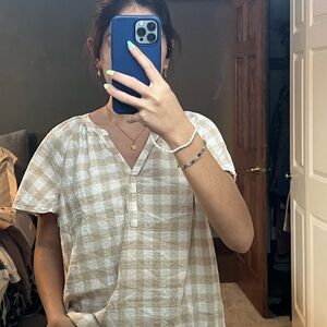 Sonoma Men's Light Beige Plaid Shirt